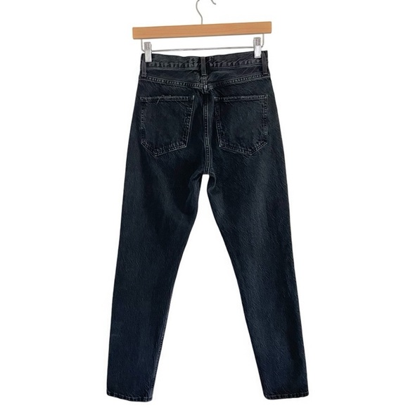 Agolde Jamie High Rise Classic Slim Fit Rigid Denim Jean Rematch Washed Black 24 - Picture 2 of 11
